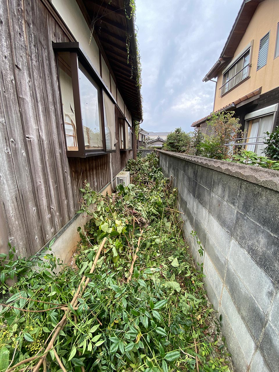 空き家管理　草刈り　剪定　施工中